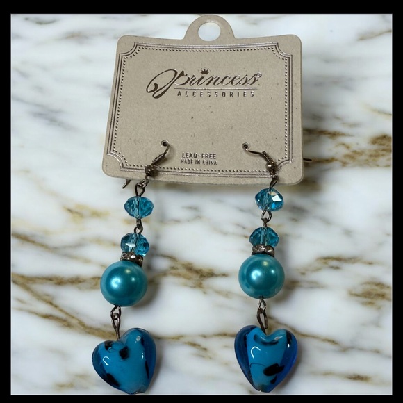 Blue Heart Earrings - Picture 1 of 4